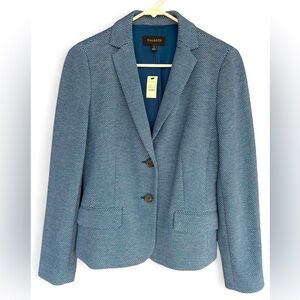NWT Women's Talbots Double Breast Tweed Blazer Size 4 Blue‎ Business Suit Office